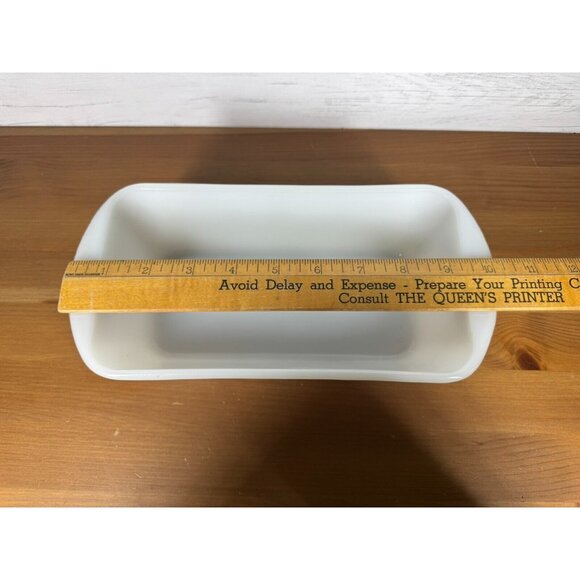 Milk glass loaf pan; Vintage Glasbake J522 Made in USA 1.5 qt 1 1/2 quart - Picture 6 of 7